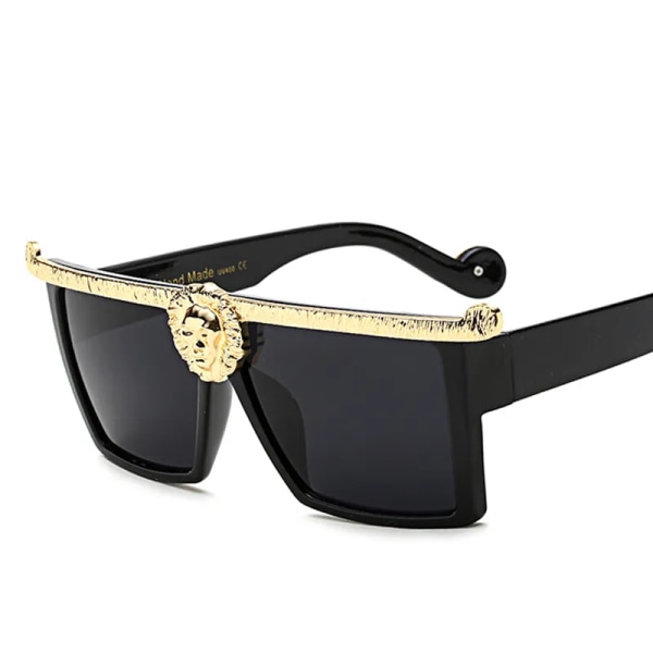 Ny modedesigner Square Solglasögon Kvinnor Män Solglasögon Lyx Modern Snygga Solglasögon UV400 Gold w Black