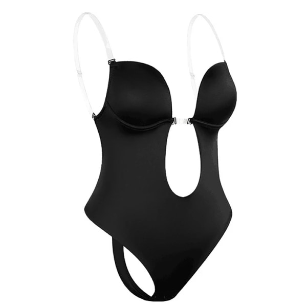 Kvinnor Helkroppsformare BH Rygglös Body String Osynlig Shapers Magkontroll Shapewear Gördlar Slida Slimmande Underkläder Black Polyester Spandex