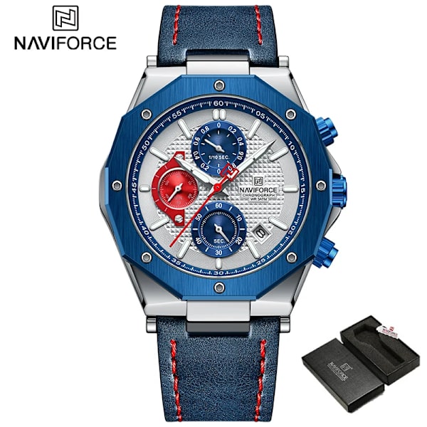 Nya NAVIFORCE klockor Top Lyx Märke Sport Watch Läder Vattentät Business Mode Kronograf Armbandsur Auto Date WIith Box3