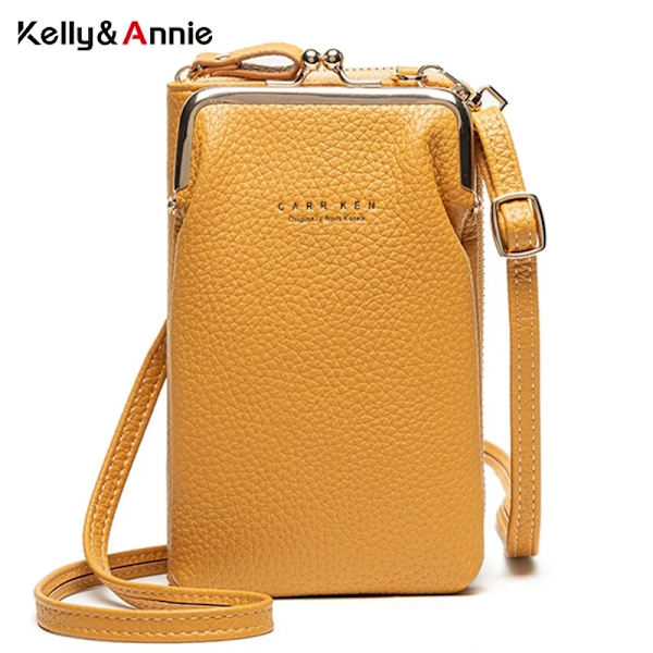Mode Kvinnor Mini Crossbody-väska & handväskklämmor Telefonpaket Kvinnlig Clutch-plånbok Damer Liten handväska Pu-läder Axelväskor Gray