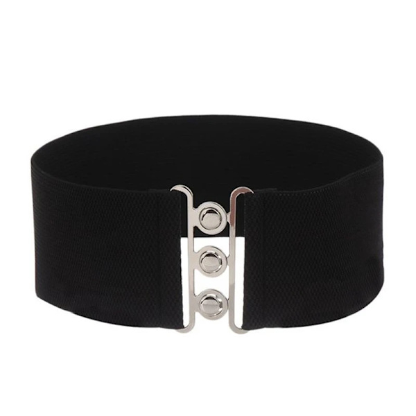 Brett bälte för kvinnor slimmande midjebälte med metallspänne Lyxigt kvinna midjeband högt elastiskt midjebälte för midjedekor Black One Size