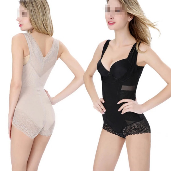 Dam Sexig Korsett Bodysuit Postpartum Bantning Shapewear Body Shaper Korsett Topp Underkläder Waist Trainer Rygg V-hals Black XXXL