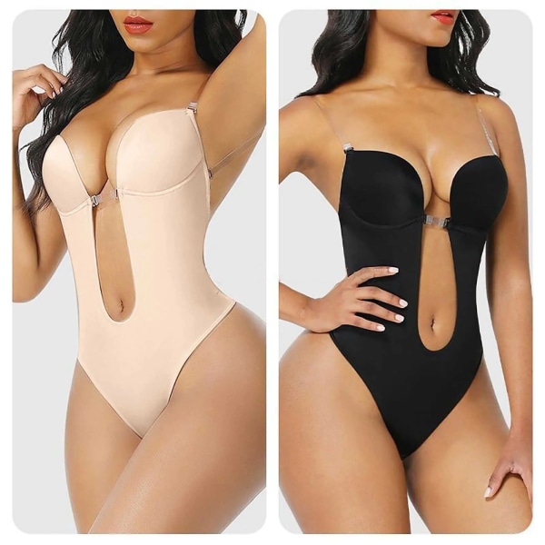 Shapewear för kvinnor Plus Size Rygglös Inbyggd BH Body Shaper Sömlös med öppen gren Kvinnlig Bodyshaper Push Up underkläder Beige M