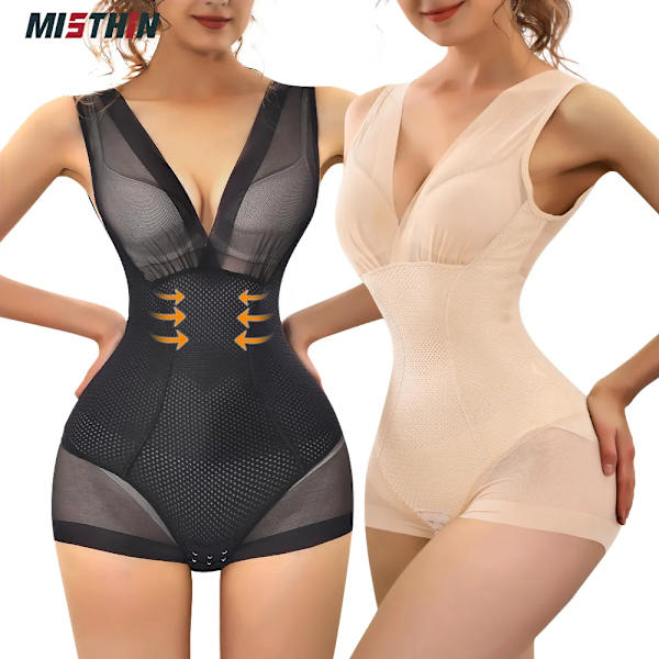MISTHIN Body Reducer Shaper Kvinna Andas Snabbtorkande Colombian Shapewear Bantningskorsett Hel Bodysuit Kvinnlig Binder Black XL
