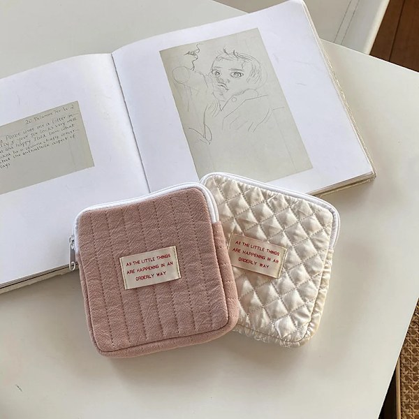 Förvaringspåsar för sanitetsbindor Bomull Söt Korea Myntväska Mynt Smycken Organizer Case Liten smink kosmetikapåsar Rabbit