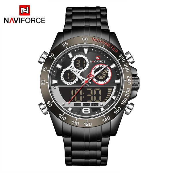 NAVIFORCE Lyx watch för män Digital sportkronografklocka Quartz Armbandsur Man Military Steel Band Vattentät watch BBB