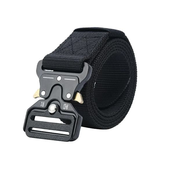 Army Style Stridsbälten Set Inkluderad Väska Krok Snabbkoppling Taktiskt bälte Herr Militär Canvas Utomhus Jakt Camping Trekking Black 125cm