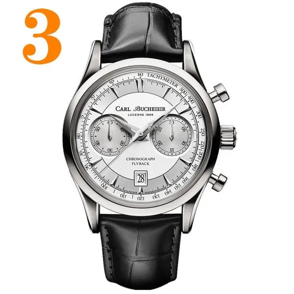 Ny Carl F. Bucherer watch Marley Dragon Flyback Chronograph Gråblå Urtavla Topp Läderrem Quartz Watch Reloj Hombre Type 3