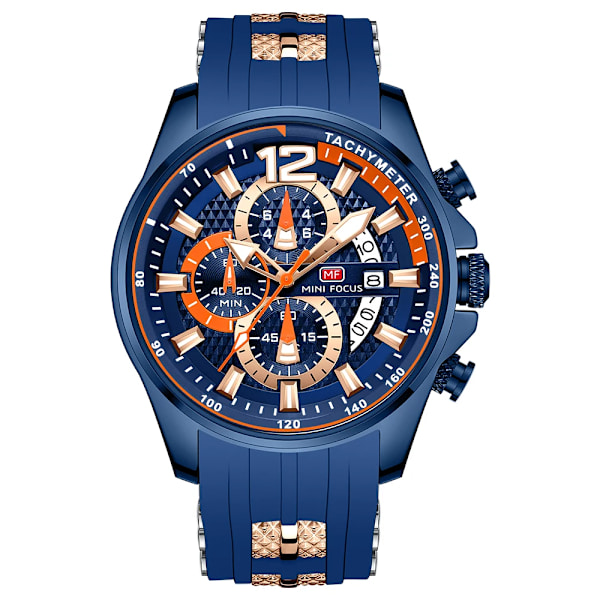 MINI FOCUS Mode Herrklockor Toppmärke Lyx Kvarts Vattentät Sportklocka Armbandsur Relogio Masculino Röd Silikonarmband blue watch