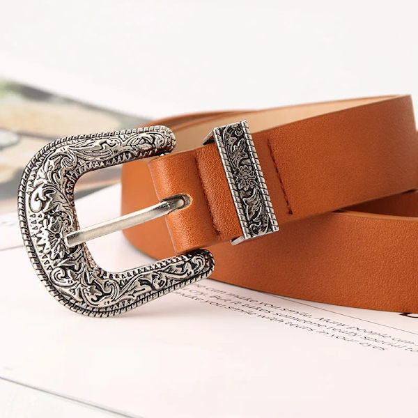 Ny Carve Pu Pin Spänne Bälte Dam Mode Svart Silver Spänne Tunna Bälten Dam Jeans Klänning Midjeband Brand Design 2022 Camel 105CM