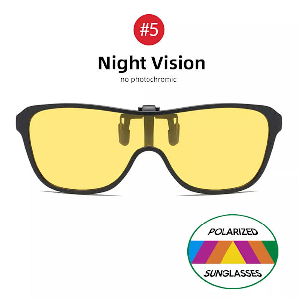 VIVIBEE 2023 Cool Flip Up Clip On Solglasögon Polarized TR90 Photochromic Driving Square Oversized UV400 Fishing Solglasögon 5 Night Vision with case