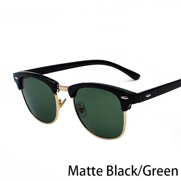 RUOBO Klassiska polariserade solglasögon för män Kvinnor Märkesdesign Körspegel Yta Lins Solglasögon Goggle UV400 Gafas De Sol Matte Black-Green Silver Frame
