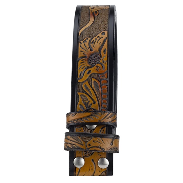 Äkta läderbälte för man utan spänne 3,8 cm bredd Cowskin Tang Grass Cow Eagle Mönster Western Cowboy-bälte Red-brown 100cm