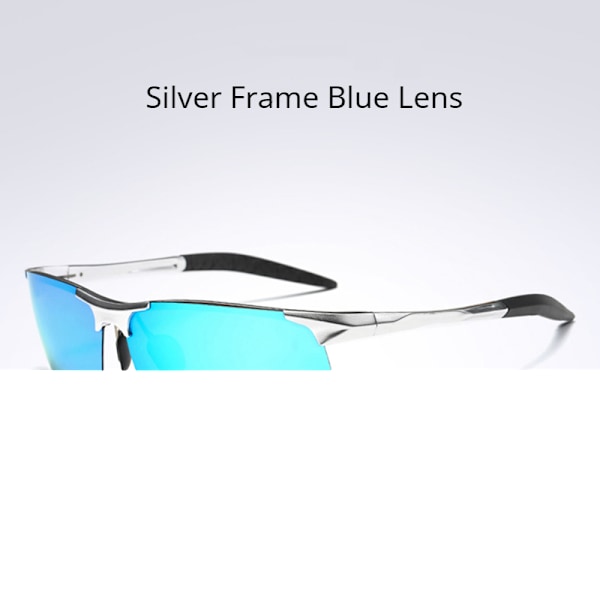 Polariserade solglasögon Herr Aluminium Magnesium Båge Sportsolglasögon Herr Driver Retro UV400 Anti-Green Solglasögon Silver Frame Blue With Glasses Case