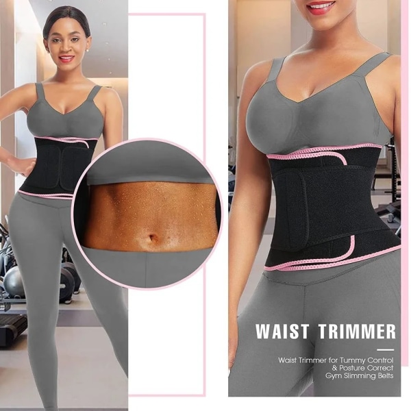 HEXIN Kvinnor Body Shaper Thermo Neopren Bantning Midjebälte Waist Trainer Korsett Viktminskning Trimmerbälte Pink XL