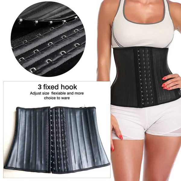 Fajas Colombiana Latex Timglas Fast Waist Trainer 25 Stålben Långt bålband Dam Underbyst Korsett Cincher Sportgöringar Latex apricot XS