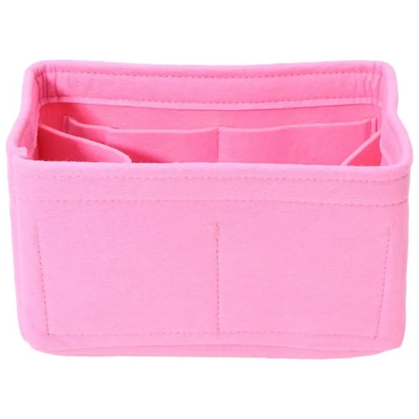 Högkvalitativ filt Insatsväska Organizer Resor Innerväska Bärbara kosmetiska väskor Förvaring Tote Makeup Handväska Pink 22x11x13cm