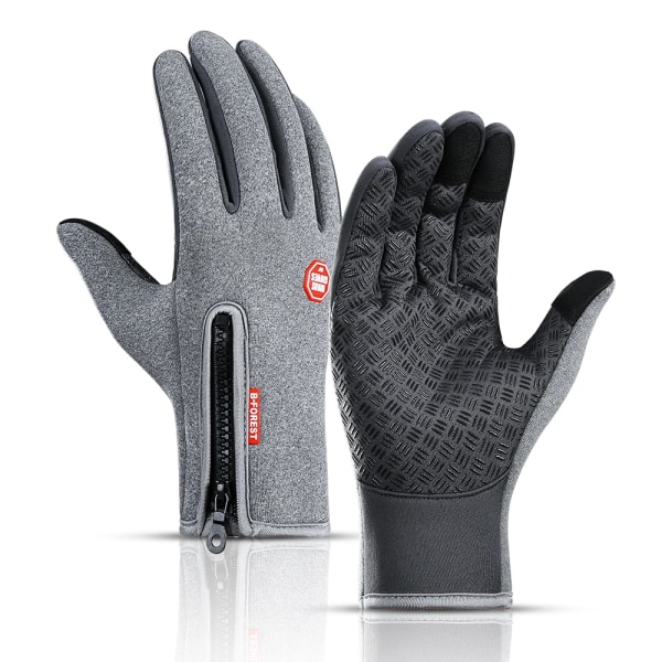 Pekskärm Vindtät utomhussporthandskar Män Kvinnor Vinterhandske Fleece Thermal Varma löparhandskar Anti-halk Cykelhandskar A0001-GY L