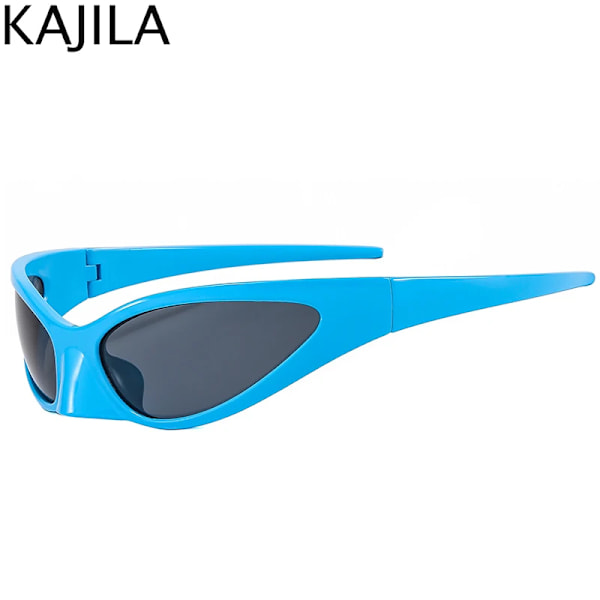 Rektangel Sportsolglasögon Dam Män Retro Punk Trendiga 2000-talssolglasögon för damer Cykelglasögon Y2K utomhusglasögonskydd C5 Blue Gray With a screwdriver