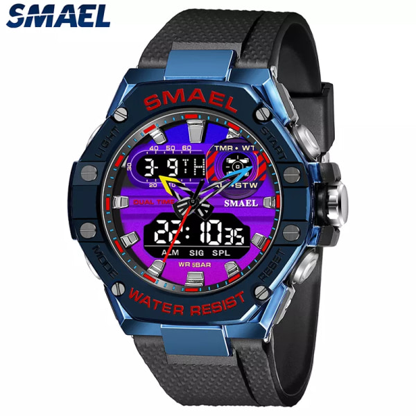 SMAEL Watch för män Dual Time Watch för män Led Light Watch Alarm 8066 Mode Sportklockor Military S Shiock Armbandsur GRAY