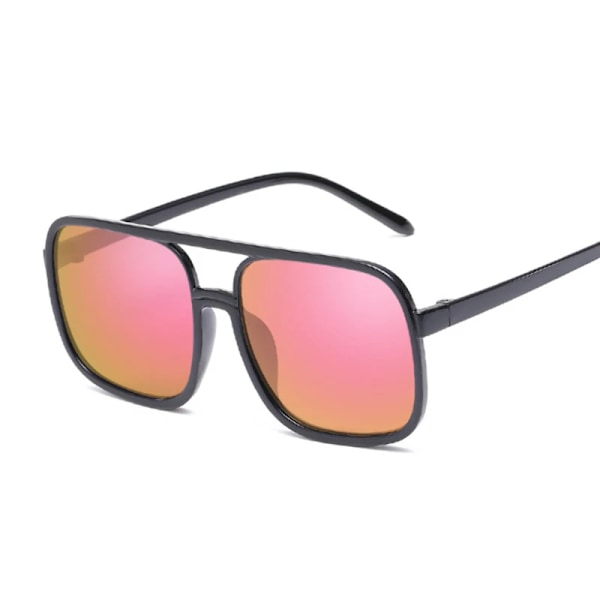 Svart fyrkantig överdimensionerade solglasögon Kvinna Stor båge Rosa solglasögon Kvinnlig Spegel Oculos Unisex gradient Hip Hop nyanser Black Pink