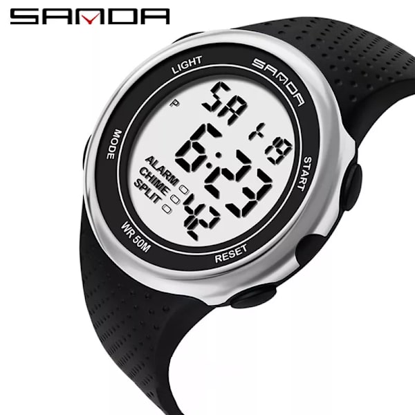 Lyx SANDA Mode LED- watch Män Kvinnor Sport Digitala klockor Armbandsur 50M Vattentät Militärklocka Man relogios masculino All Black