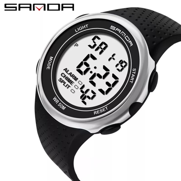 Lyx SANDA Mode LED- watch Män Kvinnor Sport Digitala klockor Armbandsur 50M Vattentät Militärklocka Man relogios masculino Red