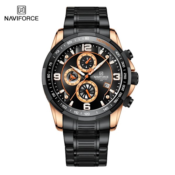 NAVIFORCE Temperament Herr Lyx Mode Design Guld Herr Klockor Multifunktion Luminous Quartz Armbandsur för män Relogio Masculino RGB