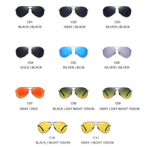 MERRYS DESIGN Herr Klassiska Pilot Polariserade Solglasögon Herr Driving Shield Night Vision Solglasögon UV400 Skydd S8601 C02 Gray