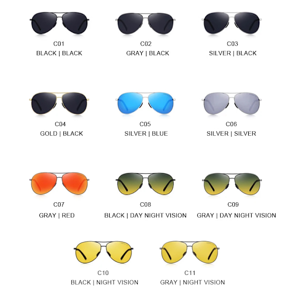 MERRYS DESIGN Herr Klassiska Pilot Polariserade Solglasögon Herr Driving Shield Night Vision Solglasögon UV400 Skydd S8601 C04 Gold