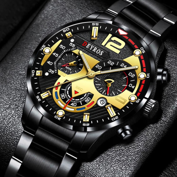 Lyx herrklockor Mode rostfritt stål Watch Kalender Datum Lysande klocka Män Business Casual Watch Steel Black Silver