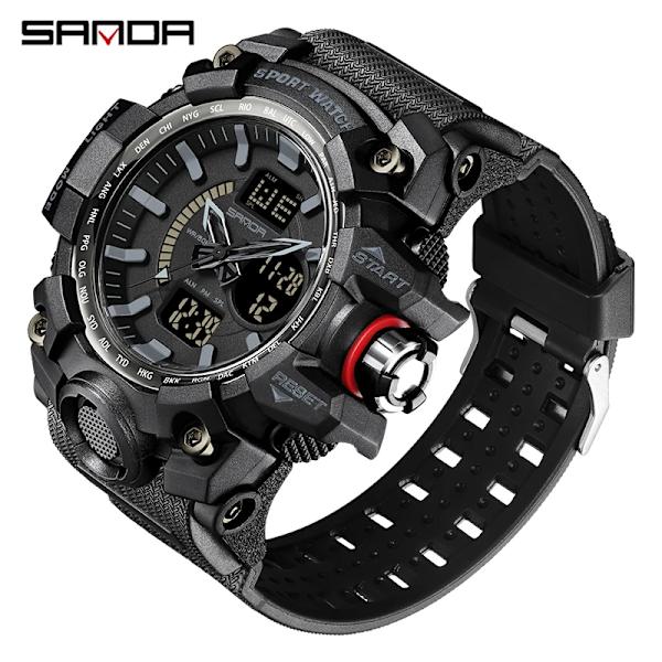 Mode SANDA Toppmärke G-stil Ny Lyx Sport Män Watch Casual Militärklockor Män Vattentäta manliga klockor Black 3132