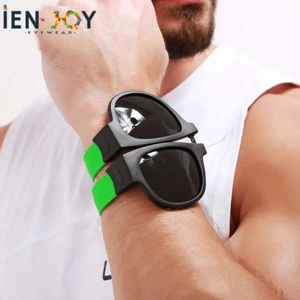 IENJOY Vikbara solglasögon Polariserade solglasögon Sportglasögon Armband Solglasögon för män Körning Cykling Solglasögon 접이식 선글라스 black Black