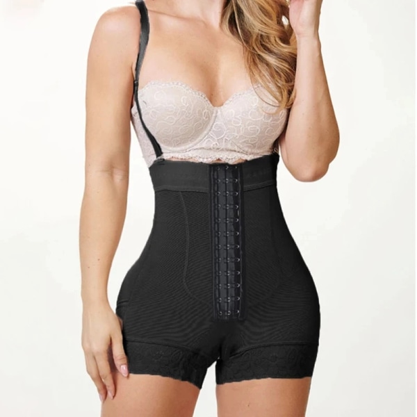 Dam Fajas Colombianas Justerbar axelrem Kropp Timglas Gördel Ribbhöjd, Mid-ben Dam Midja Tight Höftlyftande byxor black S