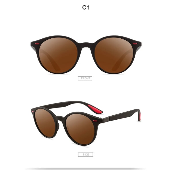Unisex Retro Rivet Polariserade Solglasögon Mode Oval Ram Solglasögon För män Kvinnor Körskydd Glasögon Gafas De Sol UV400 C1