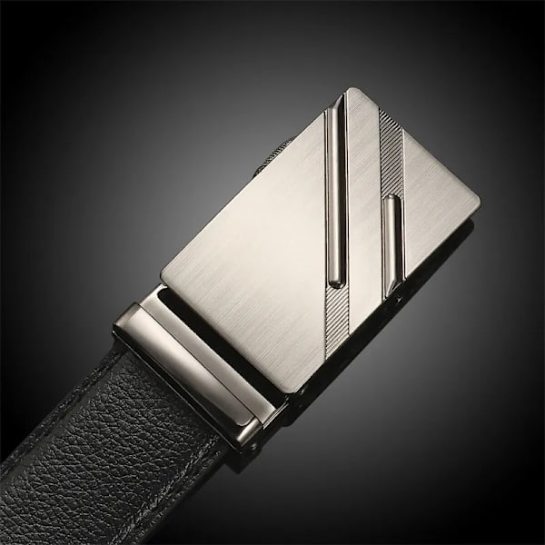 120 cm Herrbälte Lyxigt Automatiskt Business Midjeband Man Ko-rem Bälten För Herr Läder Designer Guld Silver Spärrspänne Black5 120cm