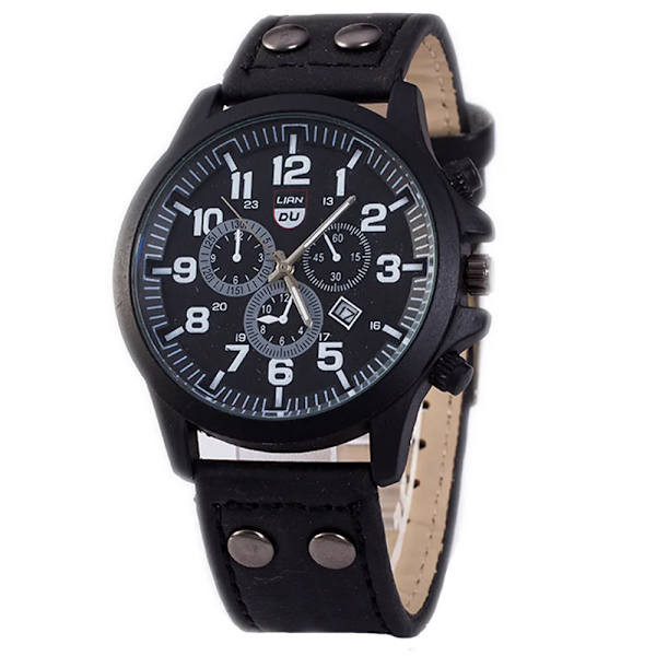 Watch för män Mode Enkelt affärsbälte Watch Herrklocka Watch Deep brown