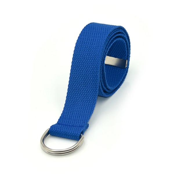 Långt Punk Canvas Bälte Herr Dam Jeans Dekorativ Dubbel D Ring Metall Spänne Bälte Mode Gatustil Vild midjeband Blue