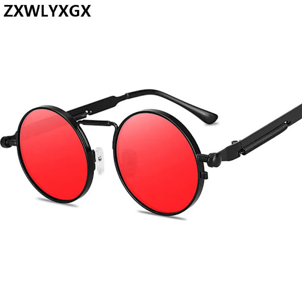 Vintage Punk Style Solglasögon Män Retro Rund Metallram Dam Solglasögon Mode Glasögon Gafas sol mujer UV400 C5 Other