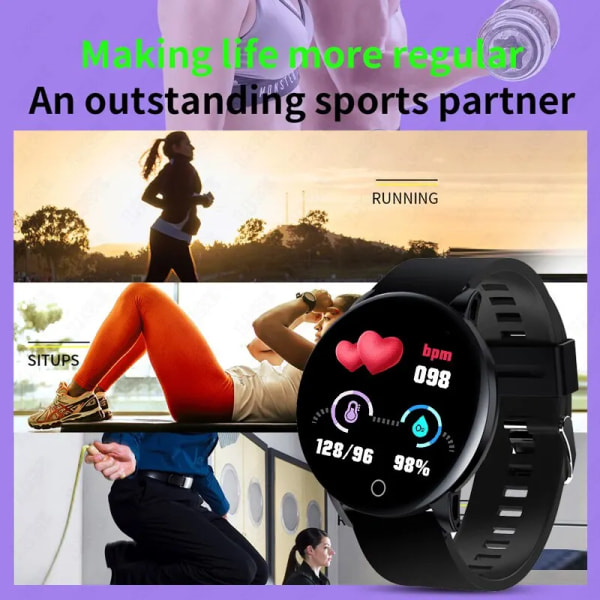 LIGE Smart Armband Sportarmband Färgskärm Stegräknare Puls Blodtryck Bluetooth Smart Watch Herr Dam Smart Band black