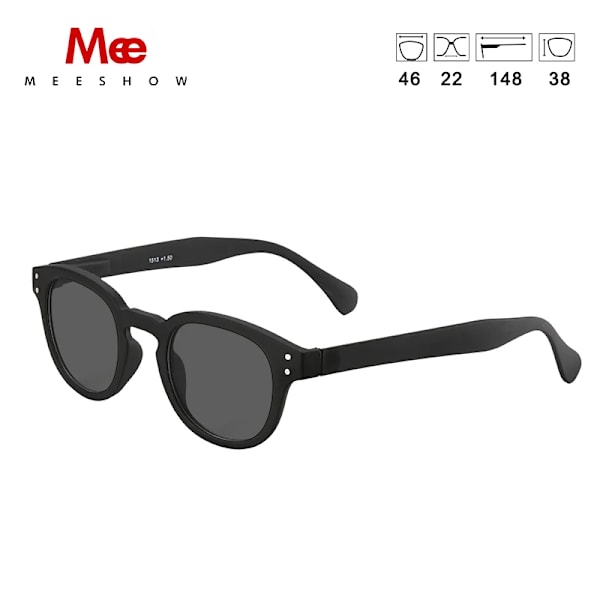 Meeshow Design 2023 Män Kvinnor Retro Mode Solglasögon kristall Design Rund Båge 100 % UV-skydd Nylon Lins Solglasögon Black Sunglasses