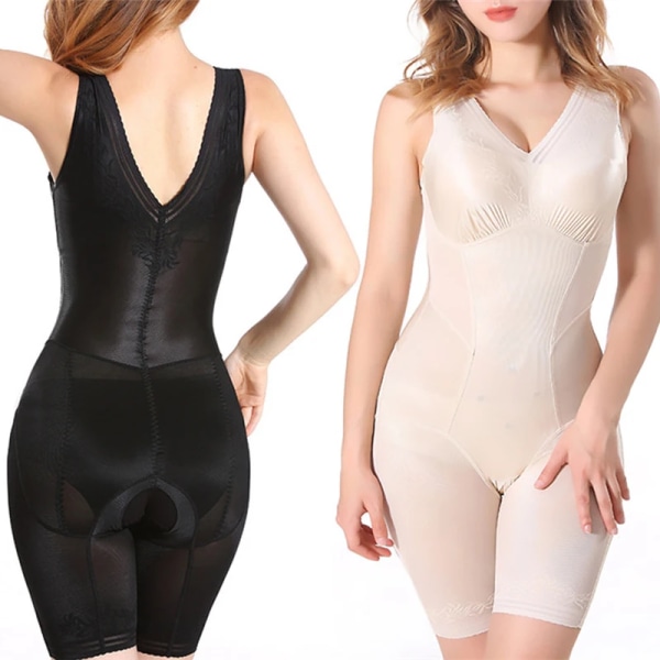 Kvinnlig waist trainer Korrigerande kropp Magkontroll Lårtrimmer skinkor Shapewear Push Up Öppen gren Sömlösa underkläder Black XL