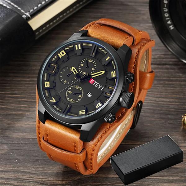 Herrklockor Toppmärke Lyx Mode & Casual Business Quartz Watch Date Vattentät armbandsur Hodinky Relogio Masculino light brown with box1