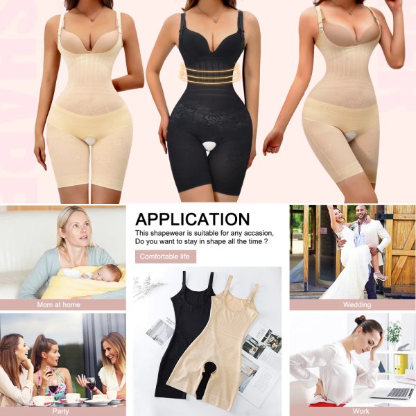 Body Shapewear Dam Waist Trainer Korsett Öppen gren Korrigerande underkläder Magkontroll Bantning Modelleringsrem Black XL