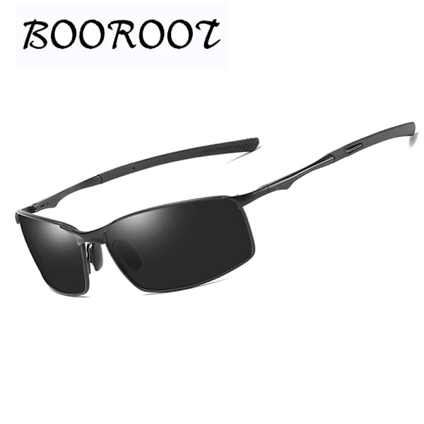 BOOROOT Polarized Solglasögon Män Dam Legering Solglasögon Modedesign UV400 Outdoor Driving Spegel Solglasögon Black Frame-Silve Zipper Glasses Case