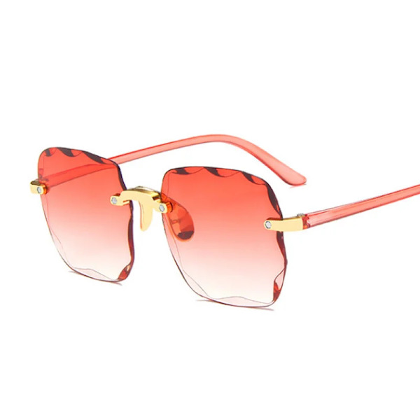 Klassiska vintage fyrkantiga solglasögon kvinna gradient spegel Ramlösa solglasögon kvinnlig retro mode båglösa Oculos De Sol Double Red as picture