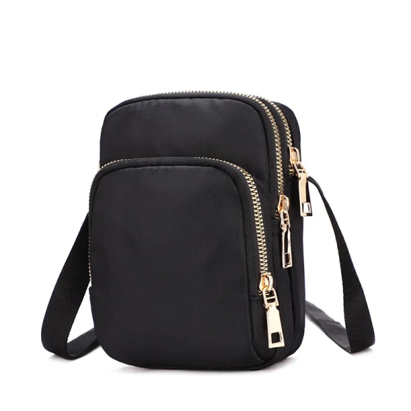 Mode Kvinnor Handväska Crossbody Dragkedja Mobiltelefon Axelväska Dam Kvinna Multifunktion Handväska Ny Hot Black