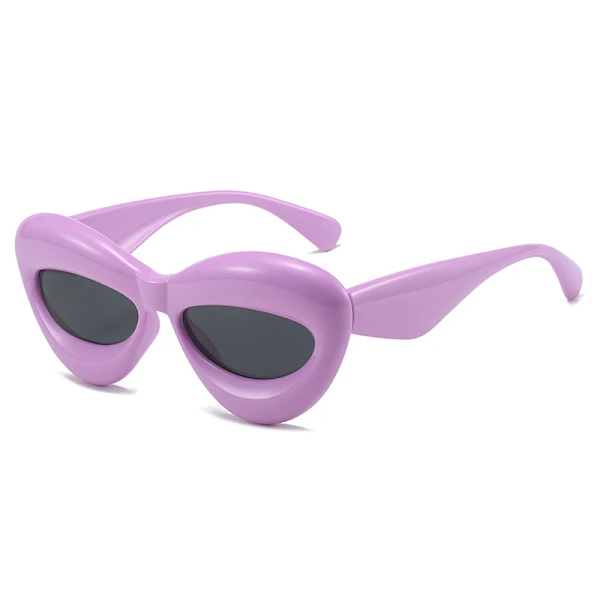 SO&EI Retro Cat Eye Candy Färg Solglasögon Dammodemärke Designer Ovala linsskydd UV400 Män Gul Rosa Solglasögon Purple grey As the picture