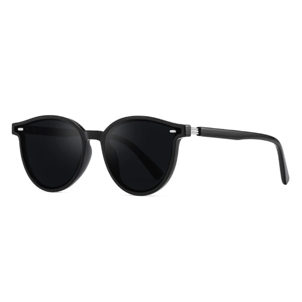 Nya polariserade solglasögon Kvinnor Män Mode Rund Famale Brand Design Solglasögon Man Glasögon UV400 gafas de sol mujer black gray No Polarized