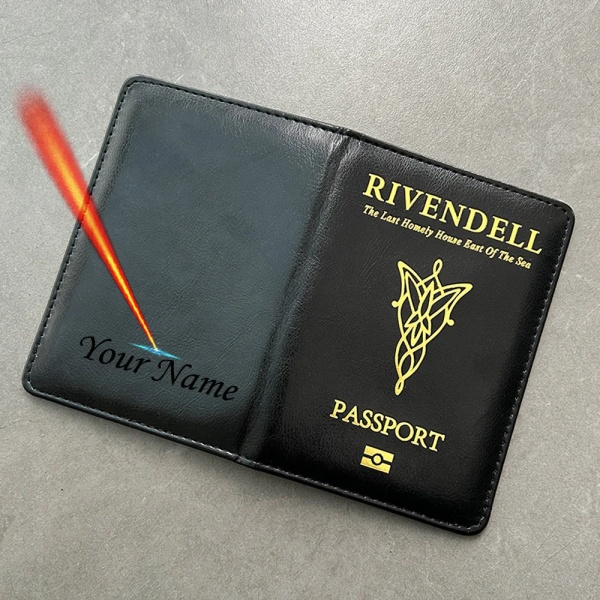 Sagan om ringen Passport Cover Rivendell Film Rese Passhållare Ängelprinsessan engrave name black
